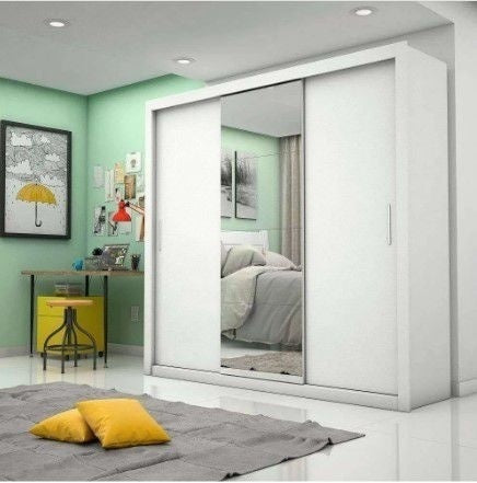 Guarda-Roupa Melissa Glass Branco C/ Espelheira Carioca Móveis